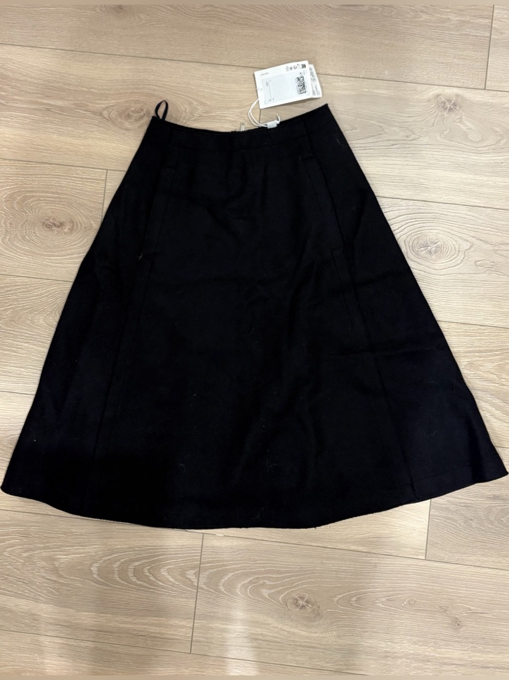 COS Panelled Wool Midi Skirt A-Line Skirt in Black Size Small NWT